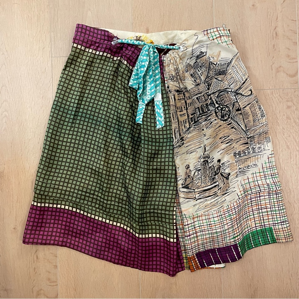 ANTHROPOLOGIE RE-MADE Vintage 100% Silk Patchwork Skirt